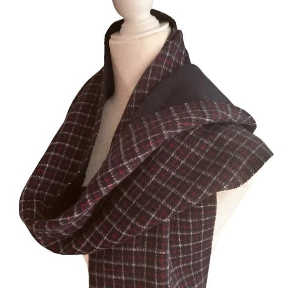 J.Crew Cashmere winter long scarf unisex luxury comfy coat fringe blue red soft - Picture 5 of 16